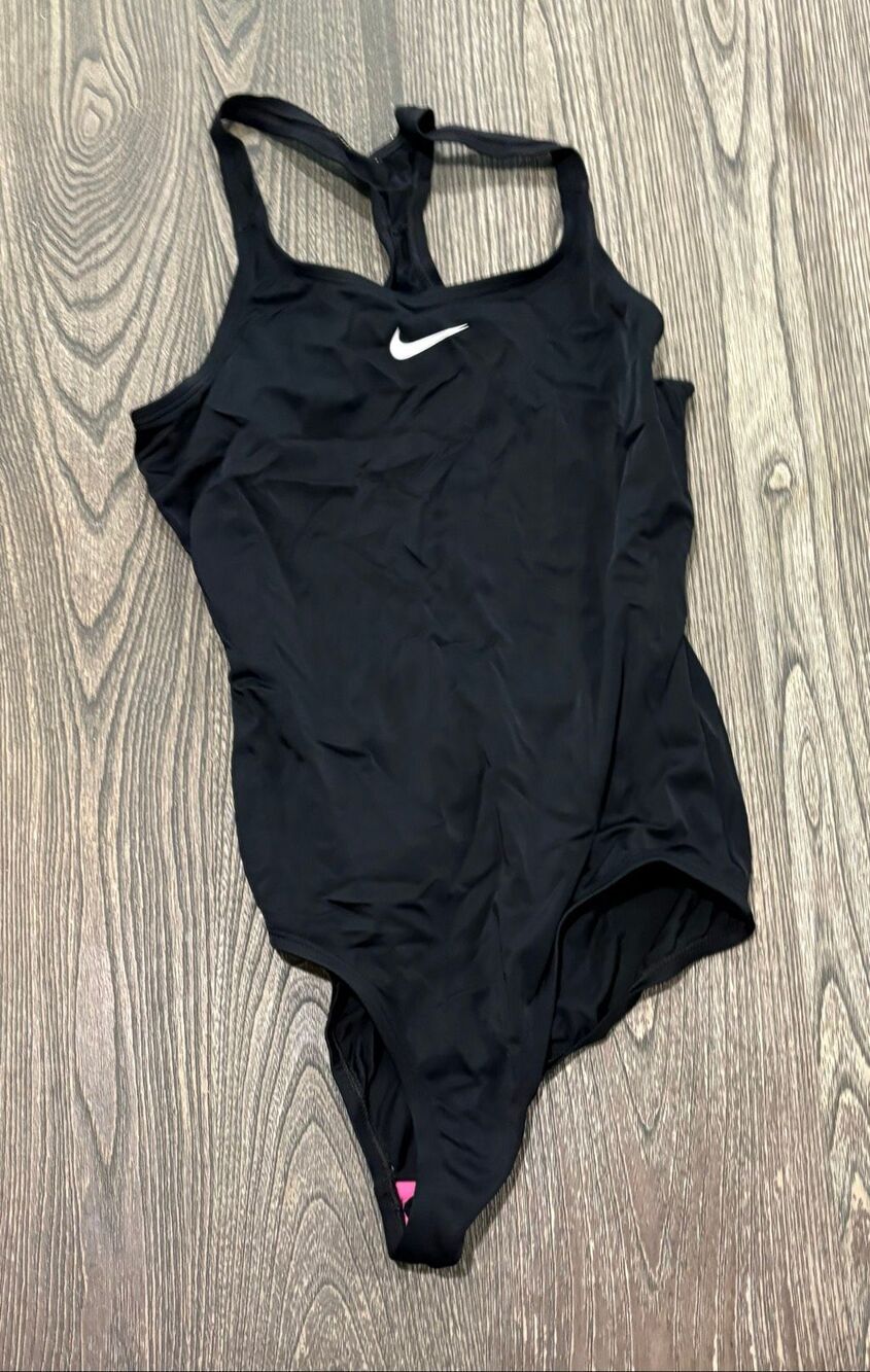 Nike Women's Swim Essential Cut-Out Racerback One-Piece Swimsuit Black Size XL